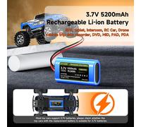 Lot de 2 batteries rechargeables 3,7 V/5200 mAh avec prise XH2,54/2P pour amplificateur vocal Croove,pour camion RC,bateau radiocommandé,lampe solaire/SolarLight,pour batterie DIY