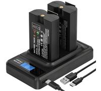Lot de 2 batteries rechargeables de rechange pour Ring 7200 mAh - V4 - Avec affichage LED - Station de charge pour sonnette de porte 2/3/4, projecteur et caméra Stick Up Cam