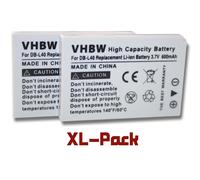 Lot de 2 batteries vhbw adapté pour appareil photo SANYO Xacti : DMX-HD1, DMX-HD1E, DMX-HD1EX, DMX-HD2, DMC-FE30 remplace DB-L40 / DB-L40AU