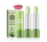 Lot de 2 baumes à lèvres à l'aloe vera - Température magique - Changement de couleur - Baume à lèvres hydratant - Soin des lèvres à l'aloe vera
