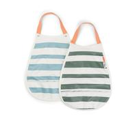 Lot de 2 bavoirs avec élastique Stripes Bleu/Vert