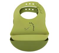 Trixie Bavoirs en silicone Mr. Dino – Lot 2, réglables avec poche, doux et imperméable