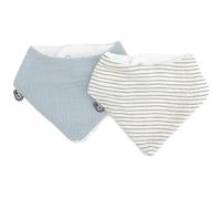 Lot De 2 Bavoirs Bandana - Domiva - Tu - Mousseline - Bleu Vintage Rayures