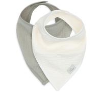 Lot de 2 bavoirs bandana gaze de coton Olive Green-Oatmeal