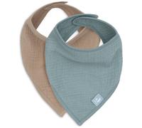 Lot de 2 bavoirs bandana gaze de coton Sea Green-Biscuit