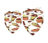 Lot de 2 bavoirs bandana pour chien, muffin, chocolat, crème glacée, pain, beignet, écharpe pour chien de petite, moyenne et grande taille