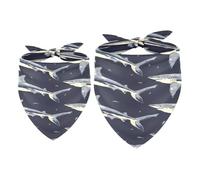 Lot de 2 bavoirs bandana pour chien, requins et petits poissons, pour filles et garçons, écharpes pour chiens de petite, moyenne et grande taille