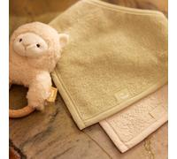Jollein Lot de 2 bavoirs bandana pour bébé - 100% coton - Avec boutons-pression - Lavable - Foulard triangulaire - Matcha/sable doux