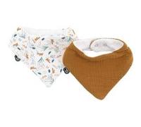 Lot de 2 bavoirs bandana - TU - Mousseline - Caramel Imprimé au Fil de l'Eau G