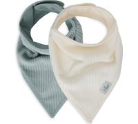 Lot de 2 bavoirs bandana Velvet Rib Sea Green-Ivory