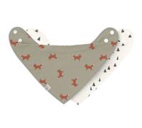 Lässig Bavoir bandana Little Forest Renard – Lot 2, coton bio, pression, réversible TU