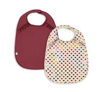 Lot de 2 bavoirs bébé Coeur glitter / sangria