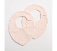 Sauthon – Lot de 2 bavoirs en gaze de coton uni pétale rose TU