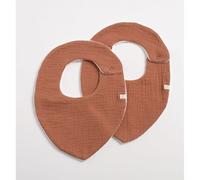 Sauthon - Lot de 2 bavoirs en double gaze de coton - uni Terracotta