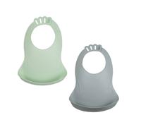 Thermobaby – Lot de 2 Bavoirs BIBOU étanches avec récupérateur, réglables Vert Céladon & Gris Charme