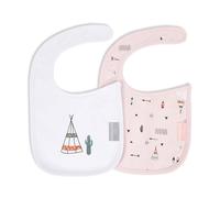 Lot de 2 bavoirs Dakota fermeture velcro - Rose