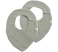 Sauthon Lot de 2 bavoirs unis en double gaze de coton – Sauge