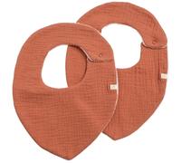 Sauthon - Lot de 2 bavoirs en double gaze de coton - uni Terracotta