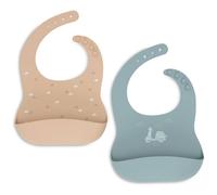 Lot de 2 bavoirs en silicone bleu, marron TU