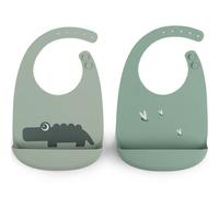 Lot de 2 bavoirs en silicone Croco Vert