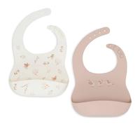 Lot de 2 bavoirs en silicone ecru, rose TU