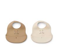 Lot de 2 bavoirs en silicone Ember Rabbit Sandy Oat