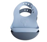 Lot De 2 Bavoirs En Silicone - Mrs Elephant - Bleu Bleu