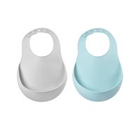 Beaba - Lot de 2 bavoirs silicone - Light mist/Airy green