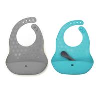 Lot De 2 Bavoirs Et Cuillères En Silicone Pöket Multi-coloured TU