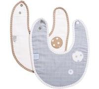 Lot de 2 bavoirs fine vintage bleu/taupe "Non CommuniquÃ©" G