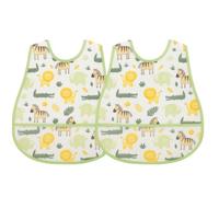 Lot de 2 bavoirs pour bébé faciles à nettoyer avec poche récupérateur de restes de nourriture, doux et réglables, bavoirs unisexes pour nourrisson, idéal pour les repas désordonnés, les activités,