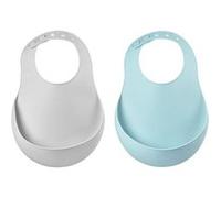Lot de 2 bavoirs silicone Bleu clair/Gris AIRY GREEN G