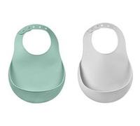 Lot de 2 bavoirs silicone Gris clair/Vert sauge SAGE GREEN G