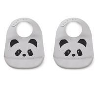 Liewood - Lot de 2 bavoirs en silicone Tilda - Panda dumbo grey