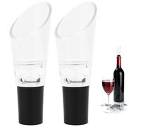 Lot de 2 Bec Verseur à Décanter avec Aérateur, Adapté à la Plupart des Bouteilles de Vin, Versement Précis et Sans Goutte, Matériaux Durables, Facile à Nettoyer