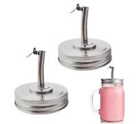 Lot de 2 becs verseurs d'huile d'olive, couvercle en acier inoxydable, couvercle pour bocal Mason Jar