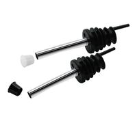 FACKELMANN Lot de 2 distributeurs de liqueur avec capuchon en acier inoxydable et silicone (couleur : argent/blanc/noir)