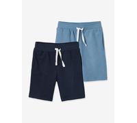 Lot de 2 bermudas garçon en molleton lot bleu/bleu marine 4A