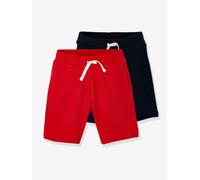 VERTBAUDET Lot de 2 Bermudas garçon en Molleton lot Rouge/Marine 6A