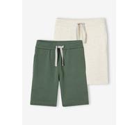VERTBAUDET Lot de 2 Bermudas garçon en Molleton Lot Vert/Beige 12A