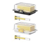 Lot de 2 beurriers avec couvercle, beurrier hermétique, récipient couvert avec épandeur, pelle facile, stockage du fromage, plateau multifonction pour comptoir et réfrigérateur