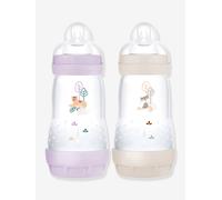 MAM Biberon Easy Start/Anti-Colique - 260ml - Lilas + Sable - Tétine Débit 2 - X2