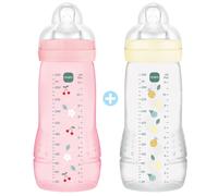 Lot De 2 Biberons 330ml Easy Active Coloré Berry Et Pearl - Mam