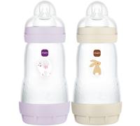 MAM Biberon Easy Start/Anti-Colique - 260ml - Lilas + Sable - Tétine Débit 2 - X2