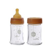 Lot De 2 Biberons En Verre Et Caoutchouc Naturel - 150 Ml Multi-coloured TU
