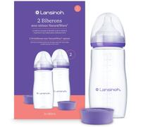 Lansinoh - Lot de 2 Biberons PP NaturalWave® 330ml - Système Anti-Colique AVS - Tétine Large Souple - Réduit Confusion Sein-Tétine - Sans BPA - Débit Adapté - Allaitement Mixte - 2x 330ml