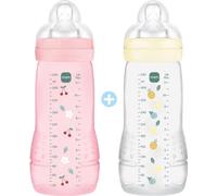 Lot de 2 Biberons - MAM BABY - Easy Active - +6 mois - 330 ml - Tétine débit X - Berry + Pearl