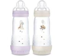 Lot de 2 Biberons - MAM - Easy Start - Anti-colique - 320 ml - Tétine débit 3 - Lilas + Sable Lilas + Sable G
