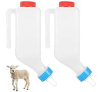 Lot de 2 biberons pour lait d'agneau de 765,4 g, mangeoires épaisses au lait de chèvre avec tétine en silicone et poignée de suspension, allaitement à l'envers avec échelle de mesure pour chatons