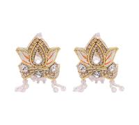 Lot de 2 bijoux Ladoo gopal Mukut pour Laddu Gopal Devi Maa Radha Krishna Ganesha indien traditionnel dieu déesse sringar ensemble de bijoux divinités pour statue d'idole de dieu Janmashtami (taille
